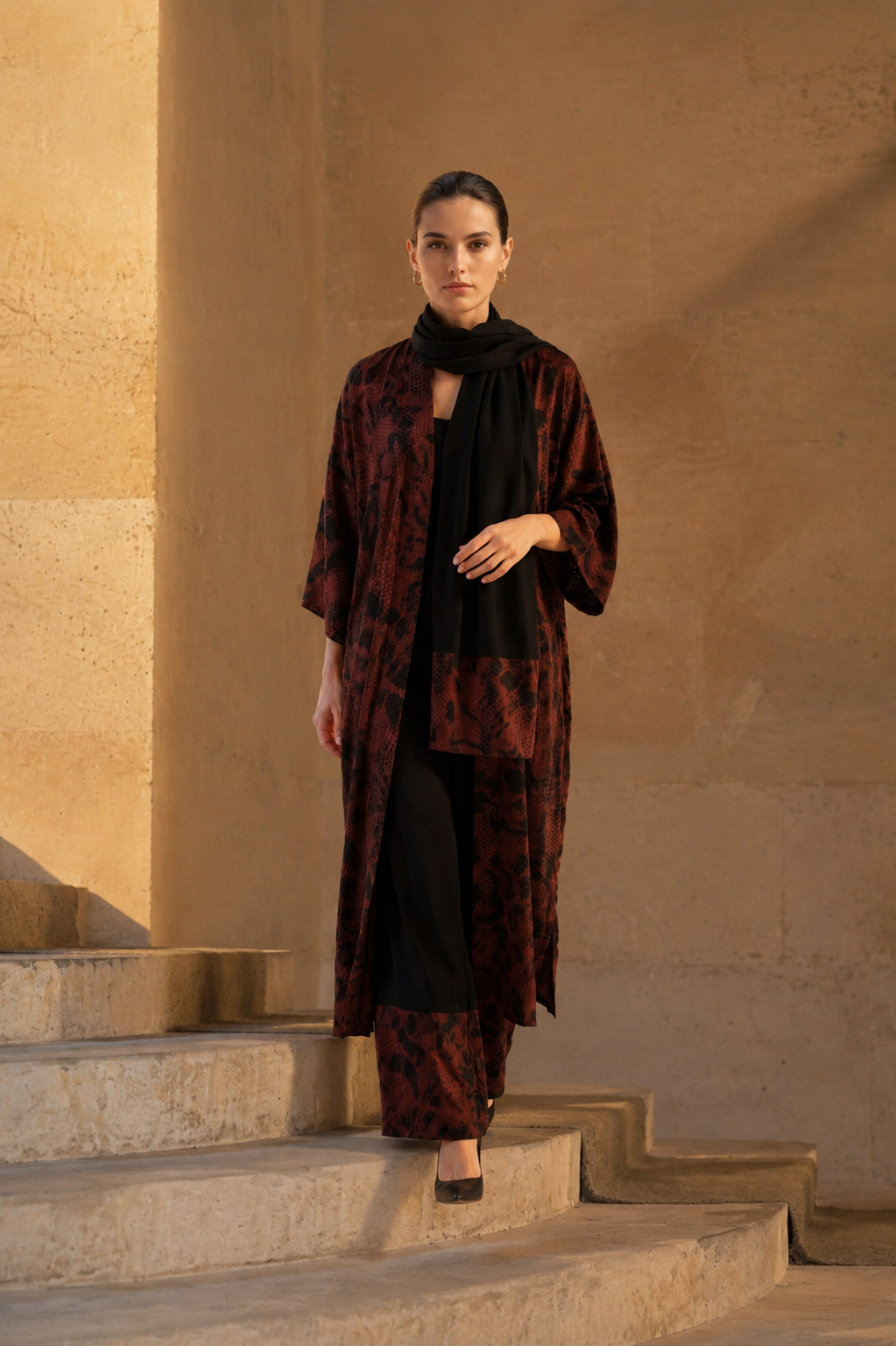 NT Collection Baskı Desenli Kimono & Pantolon Takım