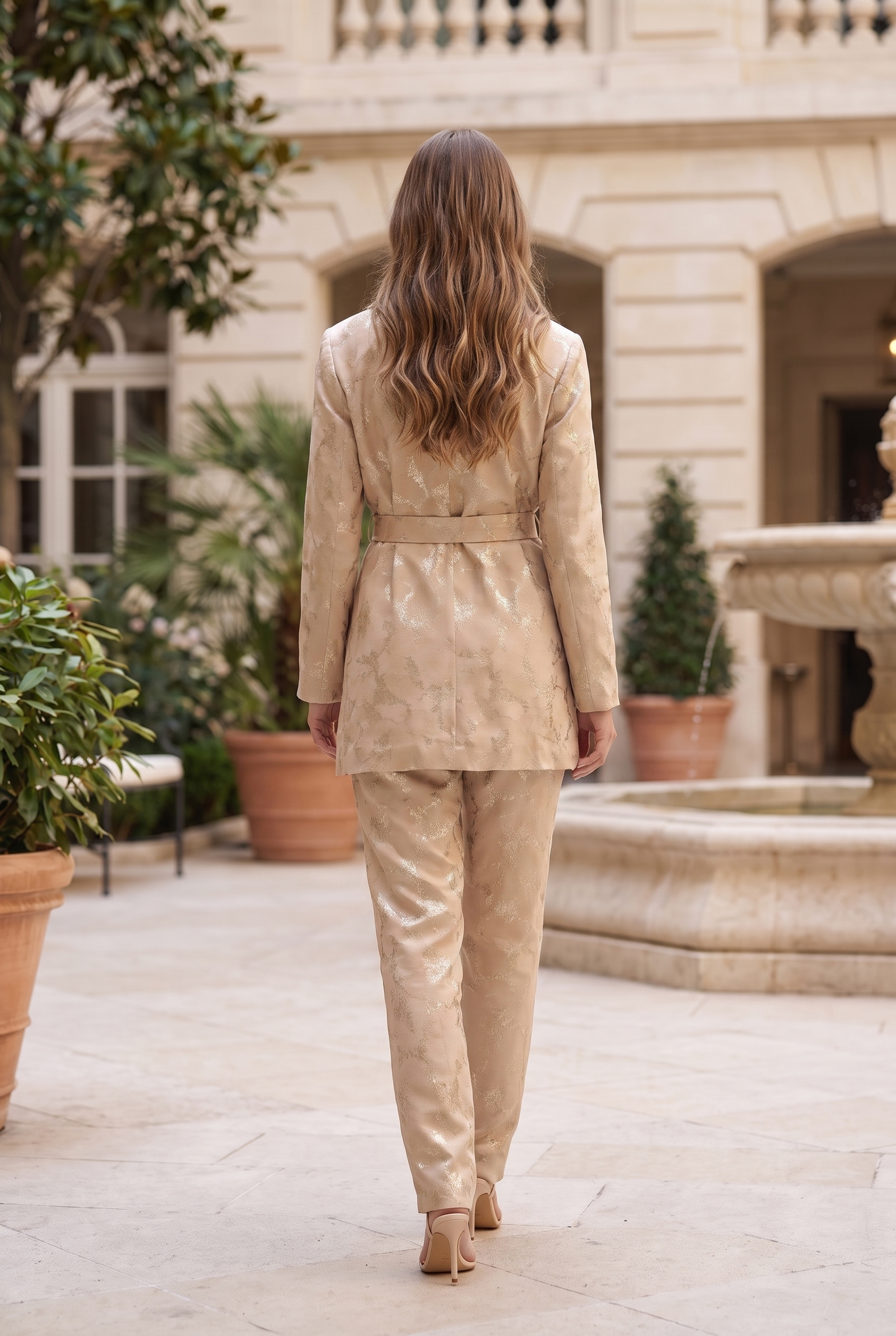 NT Collection Simli Kuşak Bağlamalı Ceket & Pantolon Takım