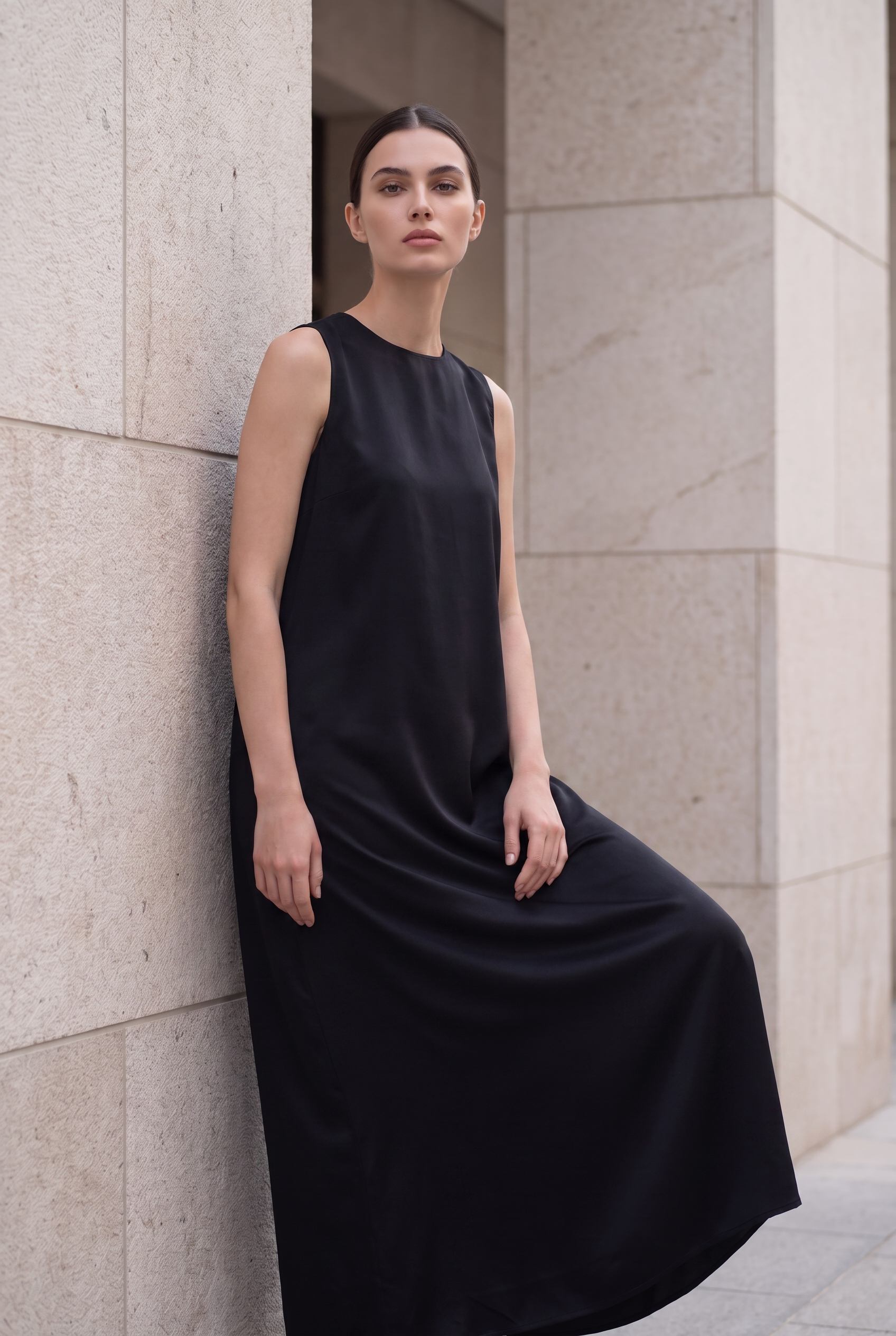 NT Collection Jakarlı Simli Kaftan & Saten Elbise Takım